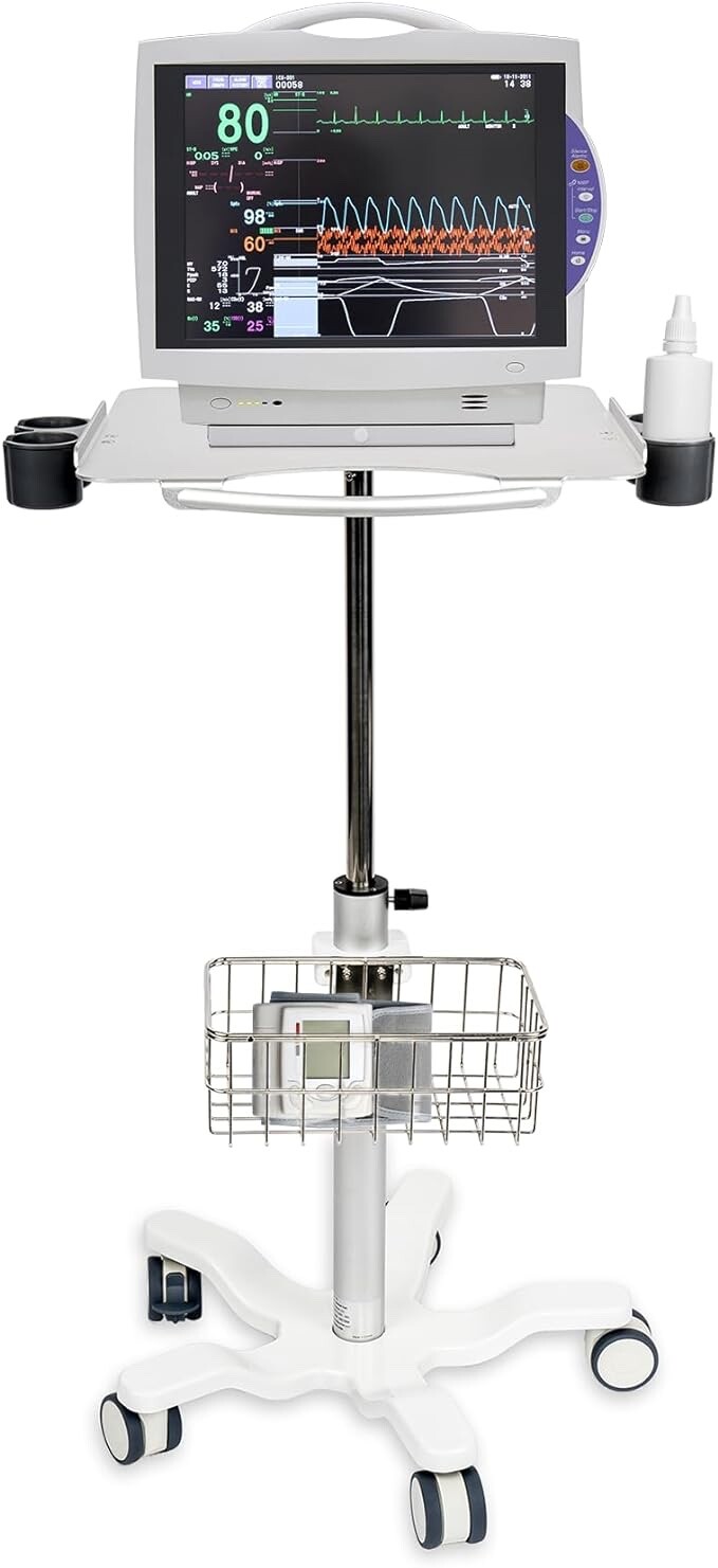 Medical Cart Mobile Trolley Cart with Wheels - Height Adjustable/Stainless Steel