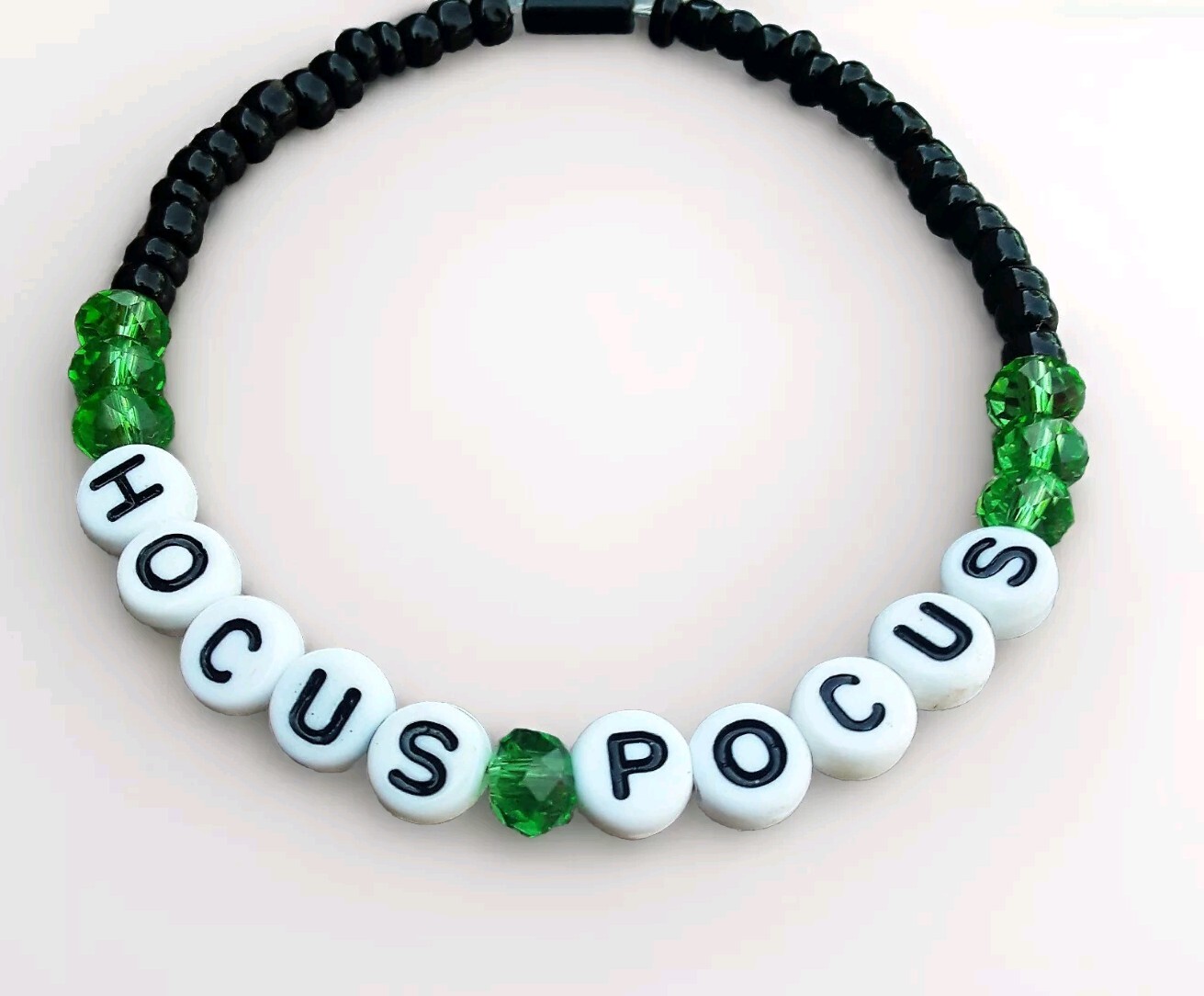Hocus Pocus Handmade Bracelet in Black and Green Beads