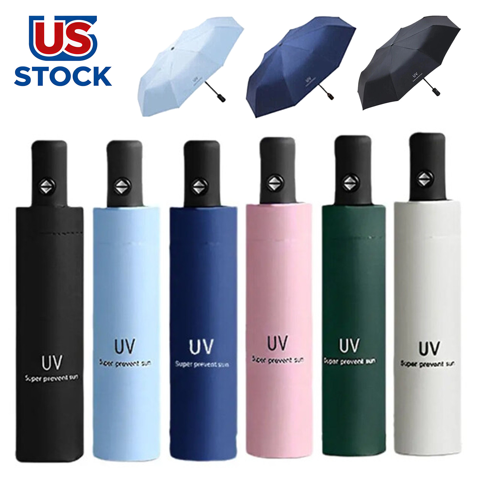 Large Automatic Black Umbrella Anti Rain Windproof Out Folding Compact Umbrella