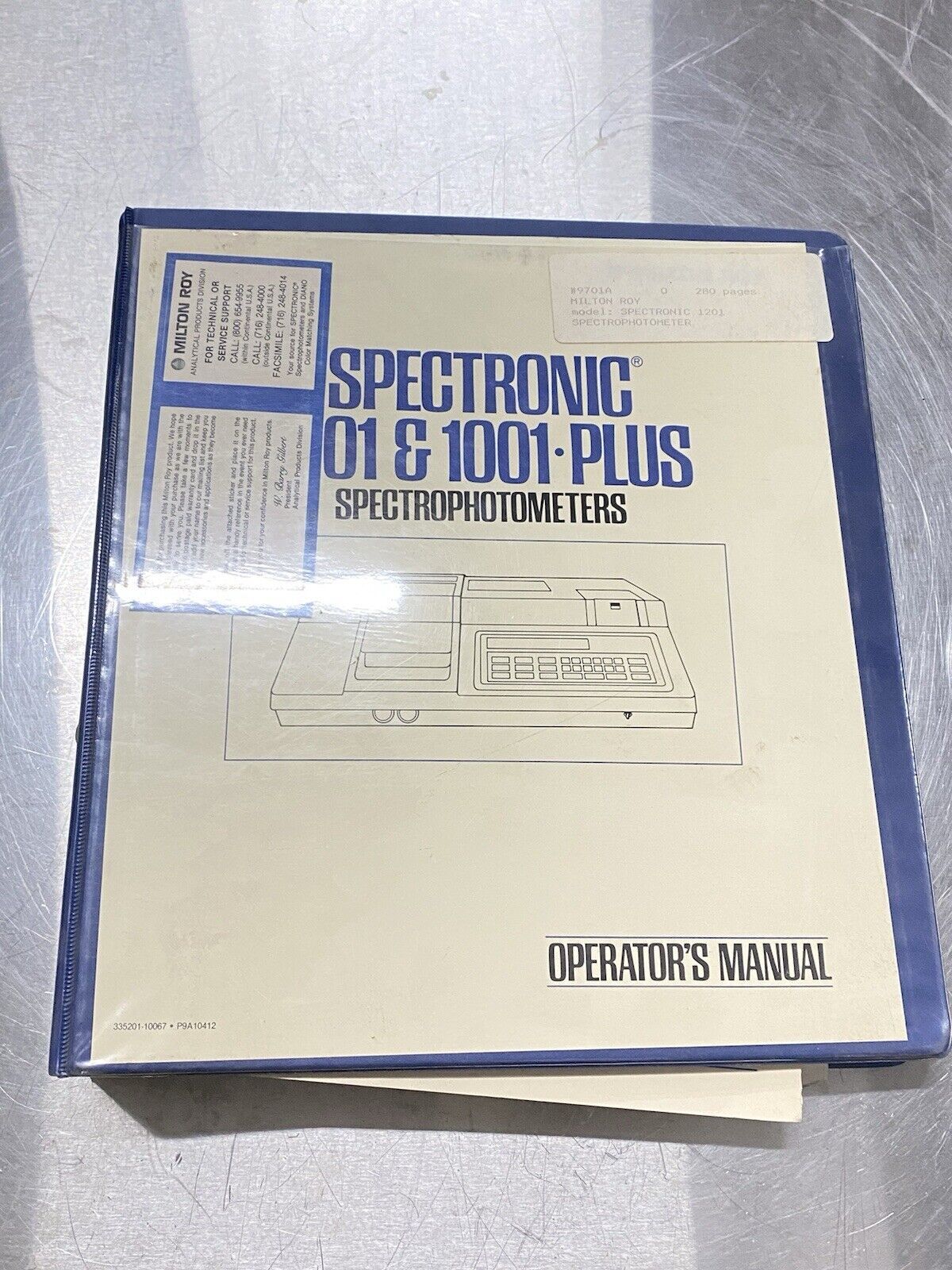 Milton Roy 1001 1201 Spectronic Spectrophotometer - Users Guide / Service Manual