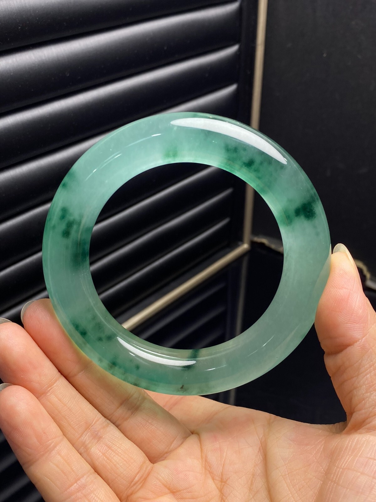 Real  Natural AA high Ice green Burmese Jade jadeite bracelet bangle 60mm