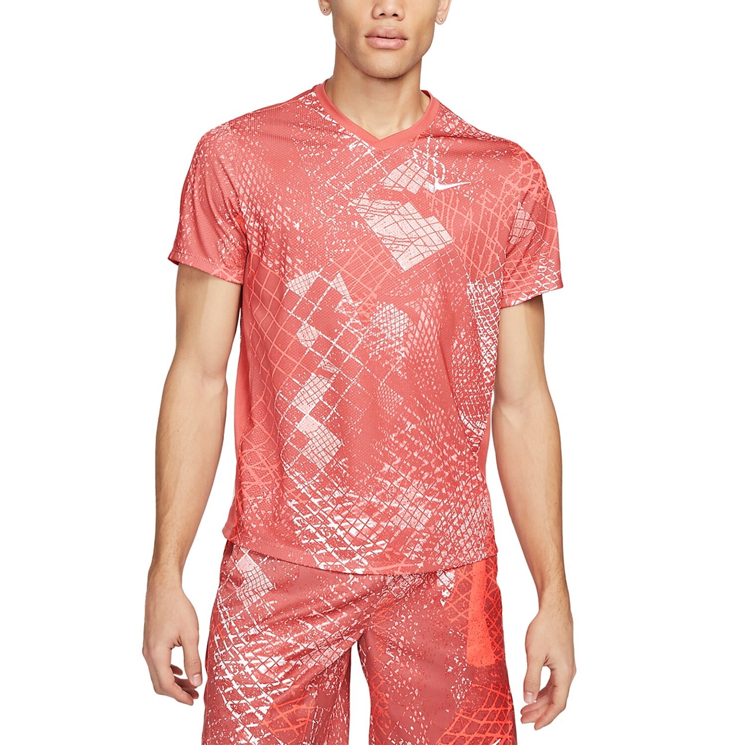 Nike Court Victory Tennis Shirt Men's Adobe Red Size S M L  DV8841-655