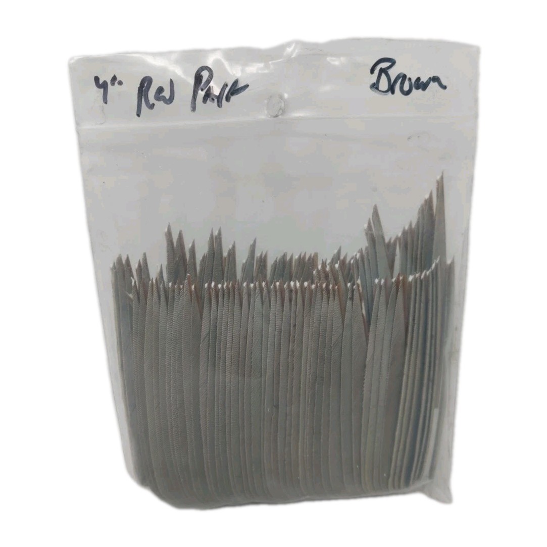 100pk Archery Arrow Feathers 4" Right Wing: Parabolic Brown
