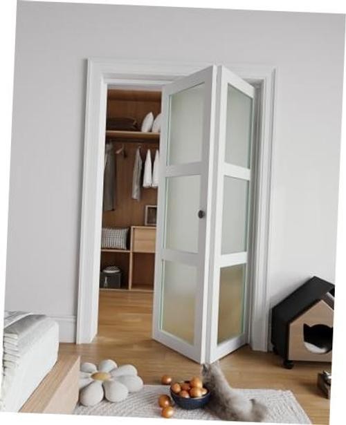 Bifold Closet Doors for 36"x80" Opening - Tempered Frosted Glass Accordion
