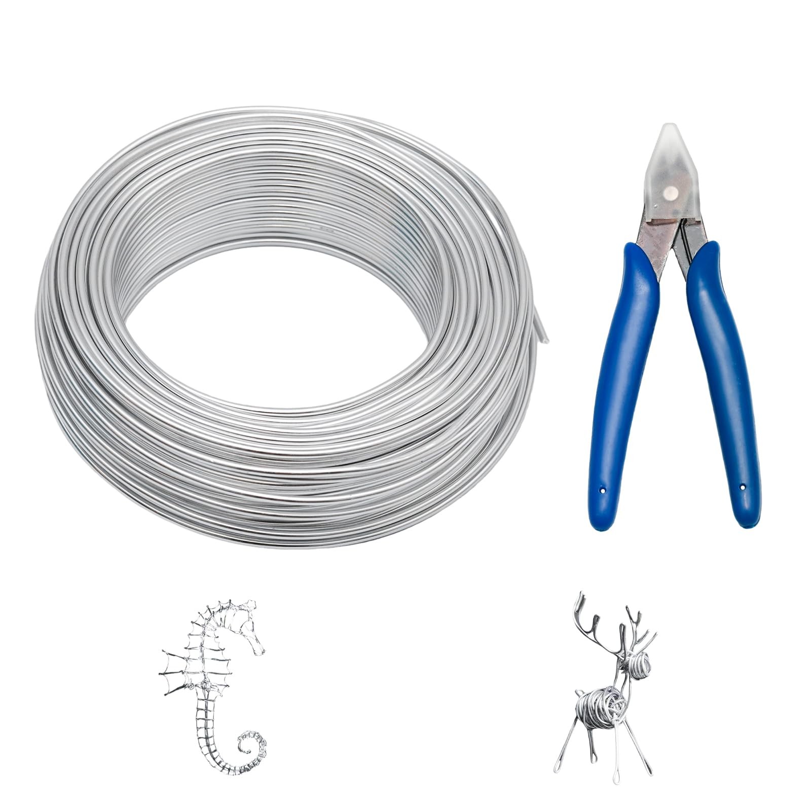 12 Gauge 100ft Silver Aluminum Craft Wire Bendable Sculpting DIY w/ Plier
