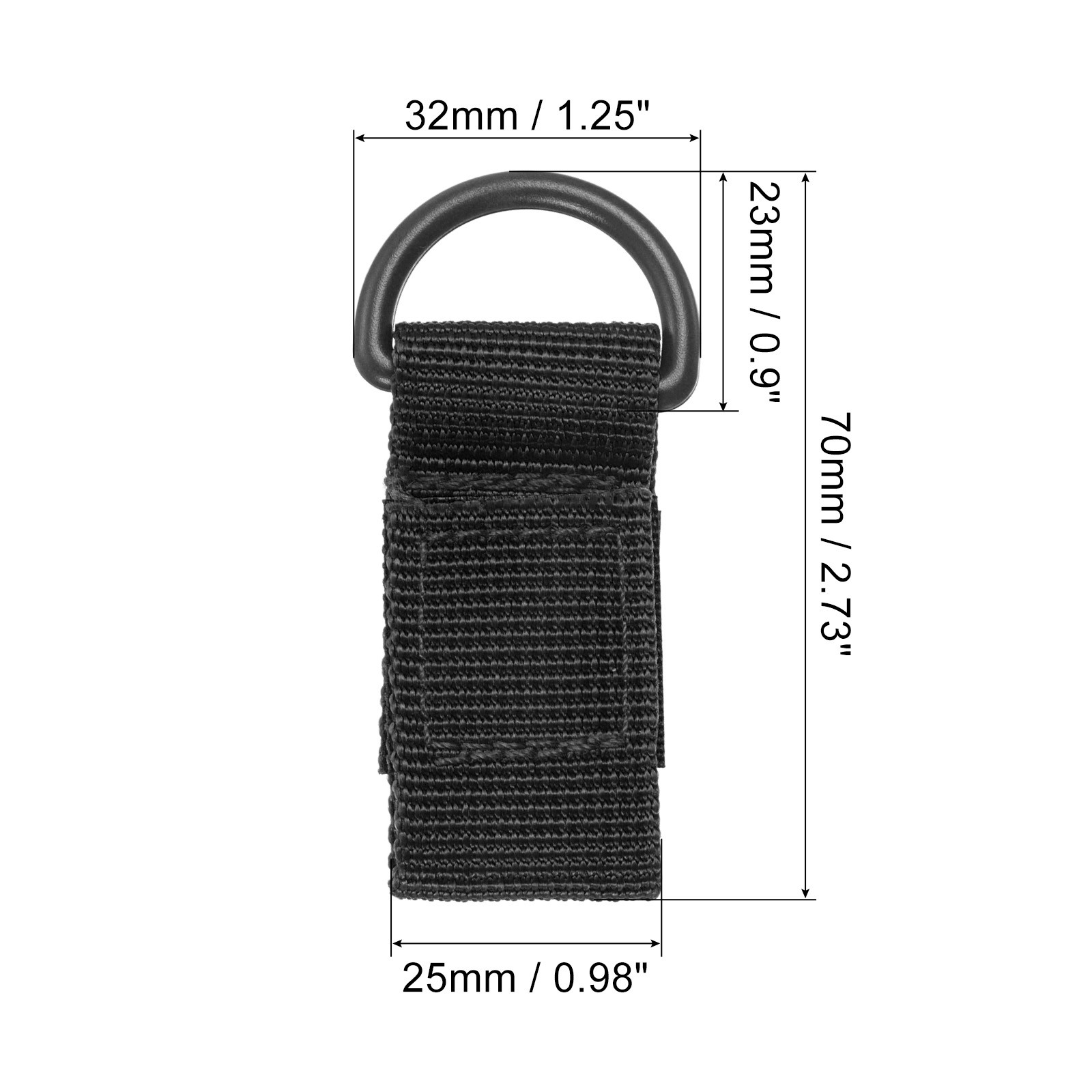 Belt Keeper Key Chain, 4Pcs D Type Nylon Webbing Strap Key Chain Hook, Black