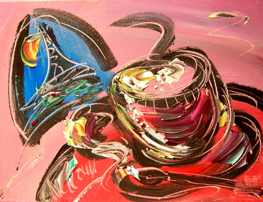 IMPRESSIONIST MODERN ART STRETCHED CANVAS  MUSIC COFFEE LANDSCAPE