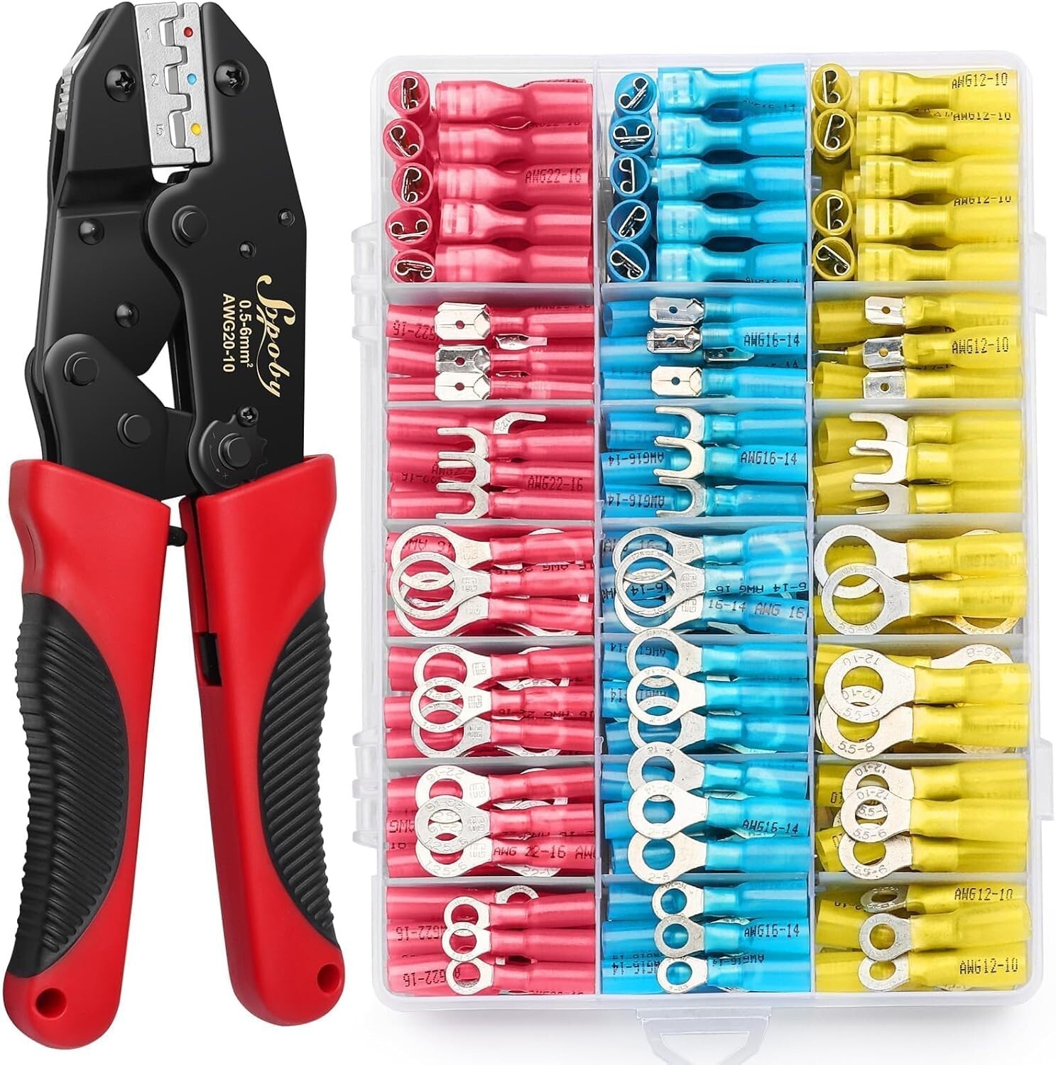Sopoby Crimping Tool for Heat Shrink Connectors with 300PCS Marine Grade Heat