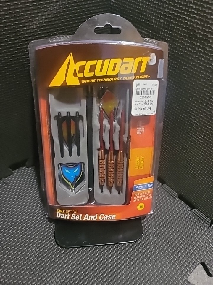 Accudart Eagle Soft Tips Dart Set And Case. Copper Barrels