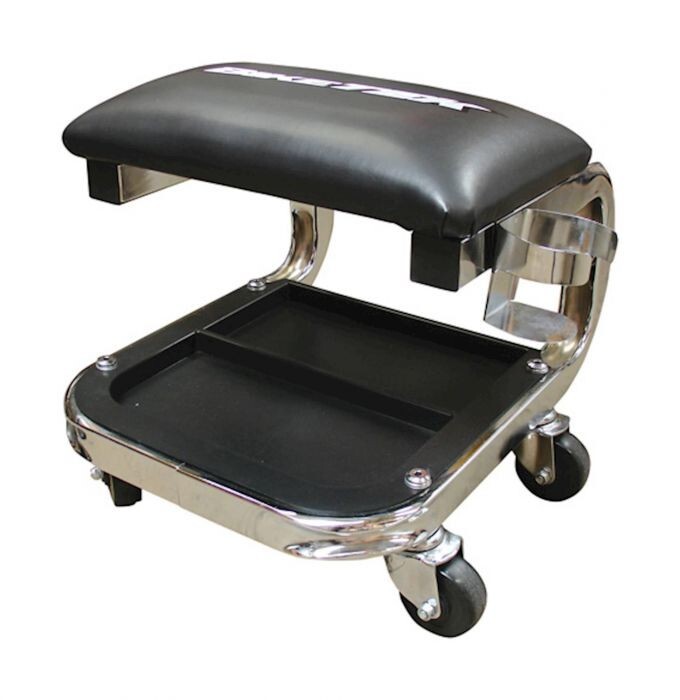 Garage Workshop Wheeled Stool Creeper Seat Chrome Jumbo Heavy-Duty Steel Frame