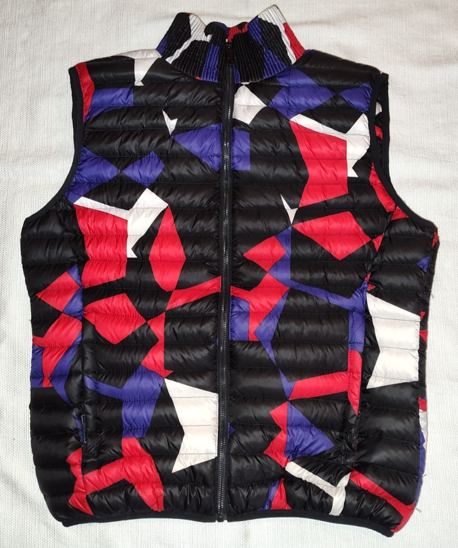 Dirk Bikkembergs Black Red Purple White Abstract Puffer Down Vest Mens 44 Actual