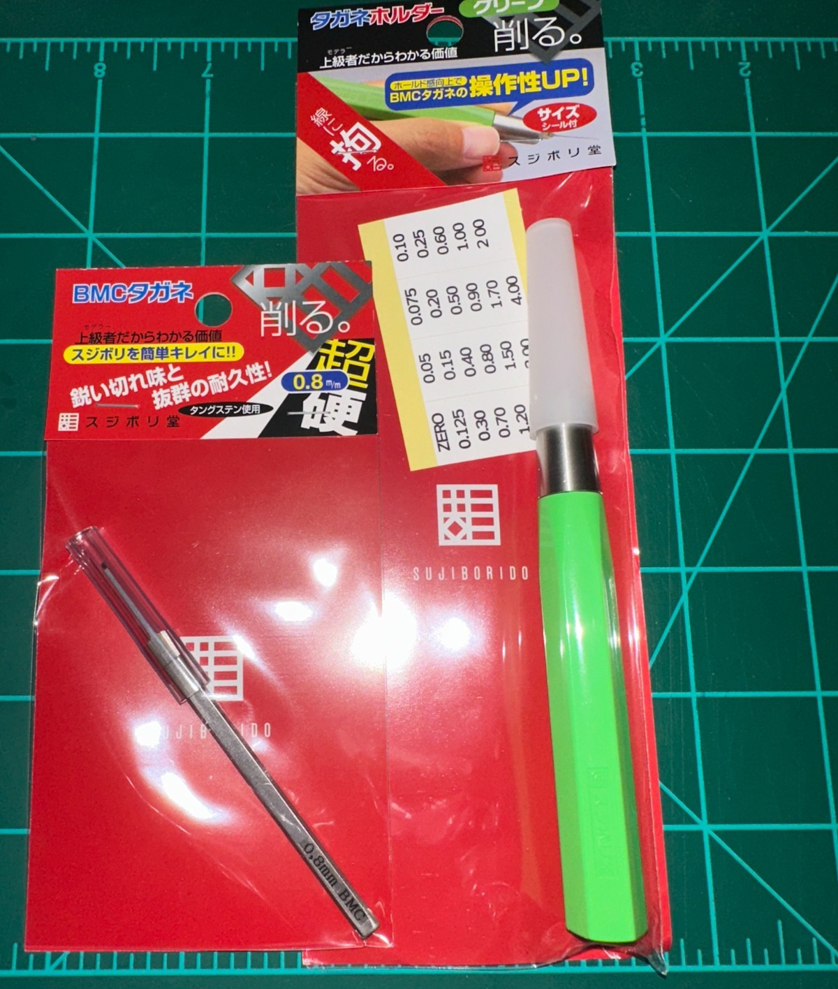 Sujiborido BMC chisel 0.8mm with one green holder set