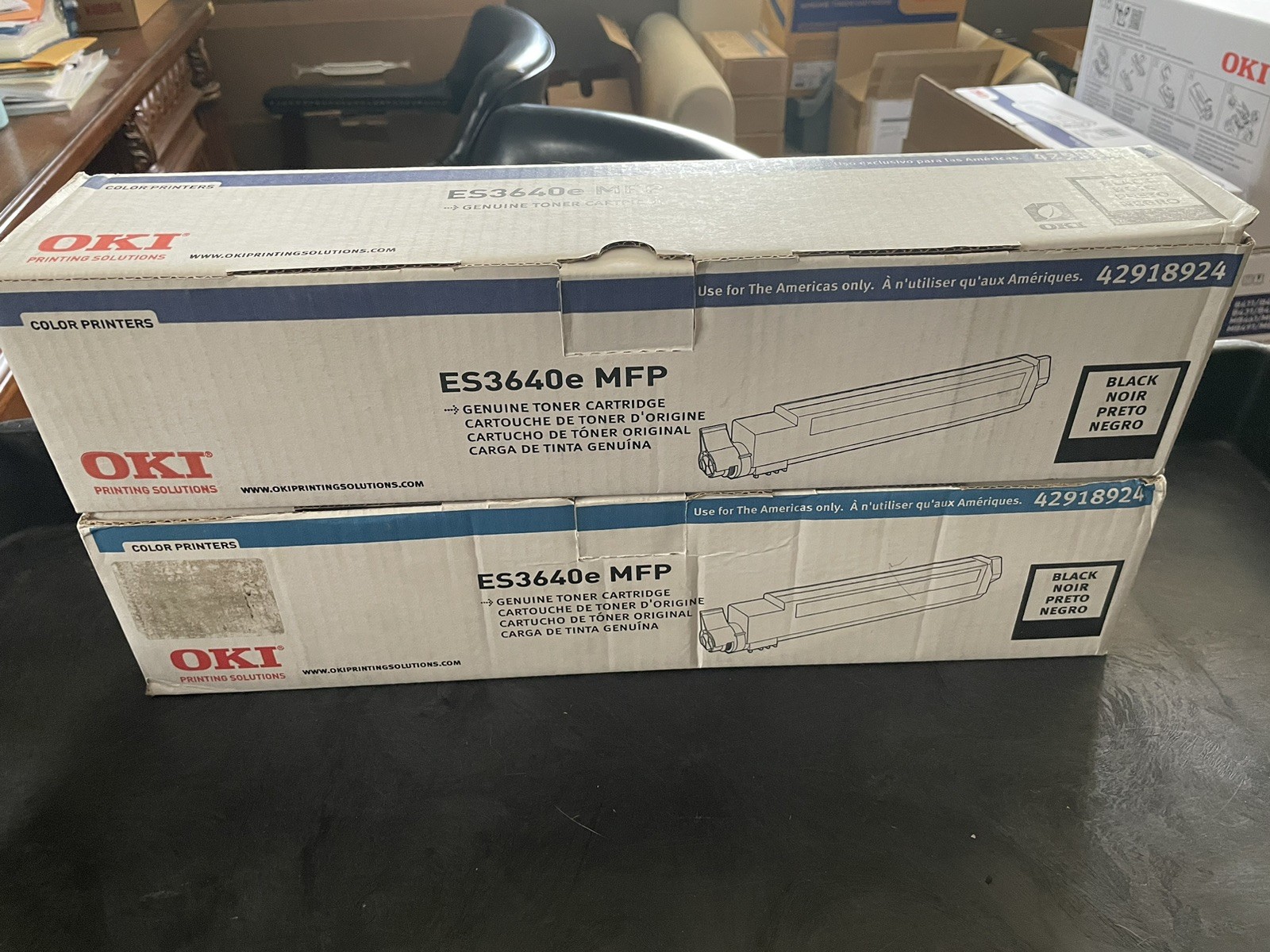 OKIDATA 42918924 Lot of 2 ~ ES3640e OEM Black Toner Cartridge