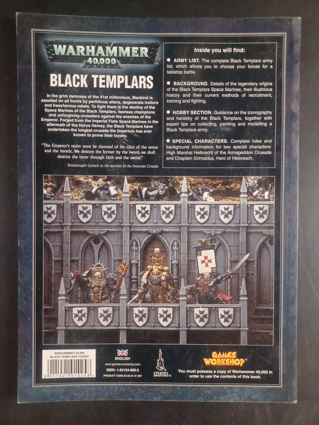 AUTHENTIC Warhammer 40K Black Templars Codex 4th Edition 2005 Games Workshop