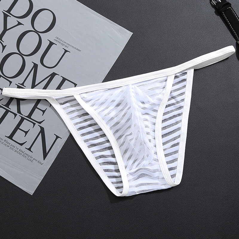 Men's Low Waist Underwear G Strings Sexy Thongs Transparent Gay Panties