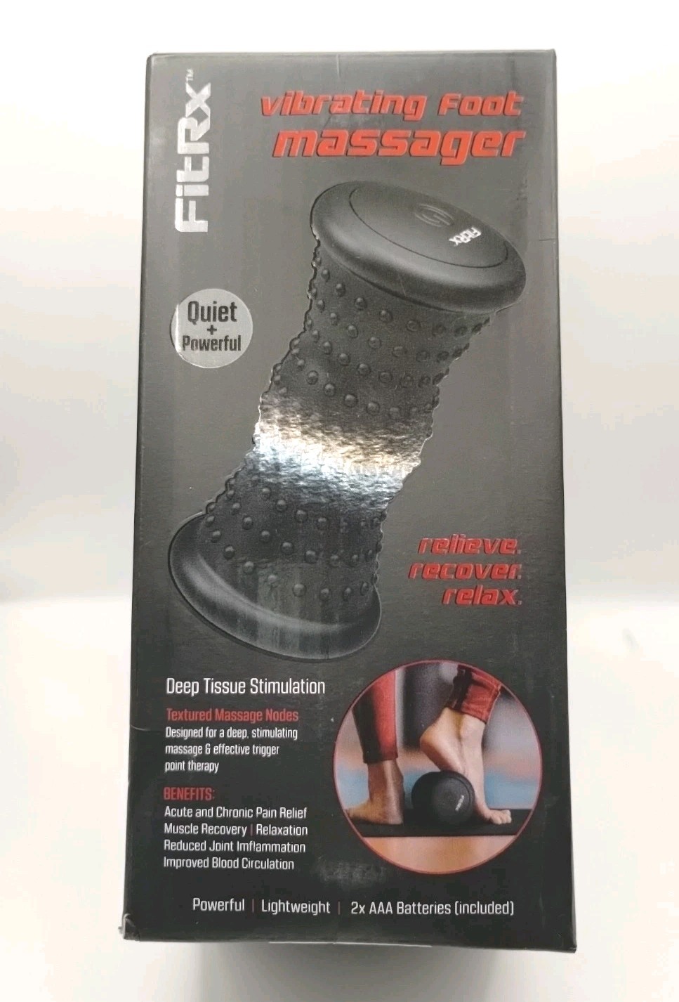 FitRx Vibrating Foot Massager Compact Lightweight, Deep Tissue Simulation.