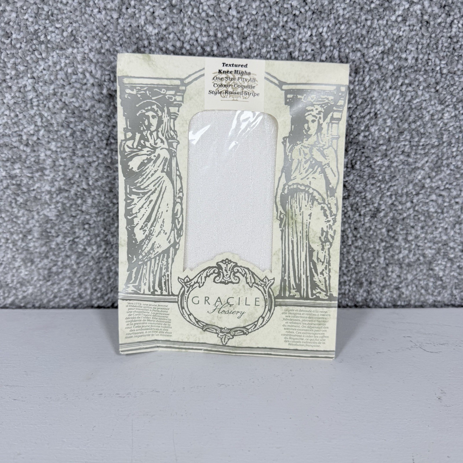 NEW Vtg Gracile Hosiery Lycra Opaque Knee Highs Style 039 Solid Ivory ONE SIZE