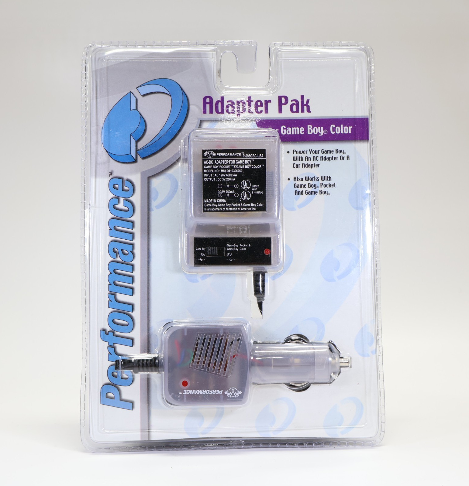 Gameboy Color AC Adapter Car Charger Pak Clear Performance - New Sealed