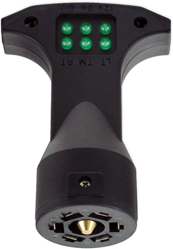 7-Way Trailer Light Tester 6 Functions turn, brake, tail, stop, reverse, and 12V