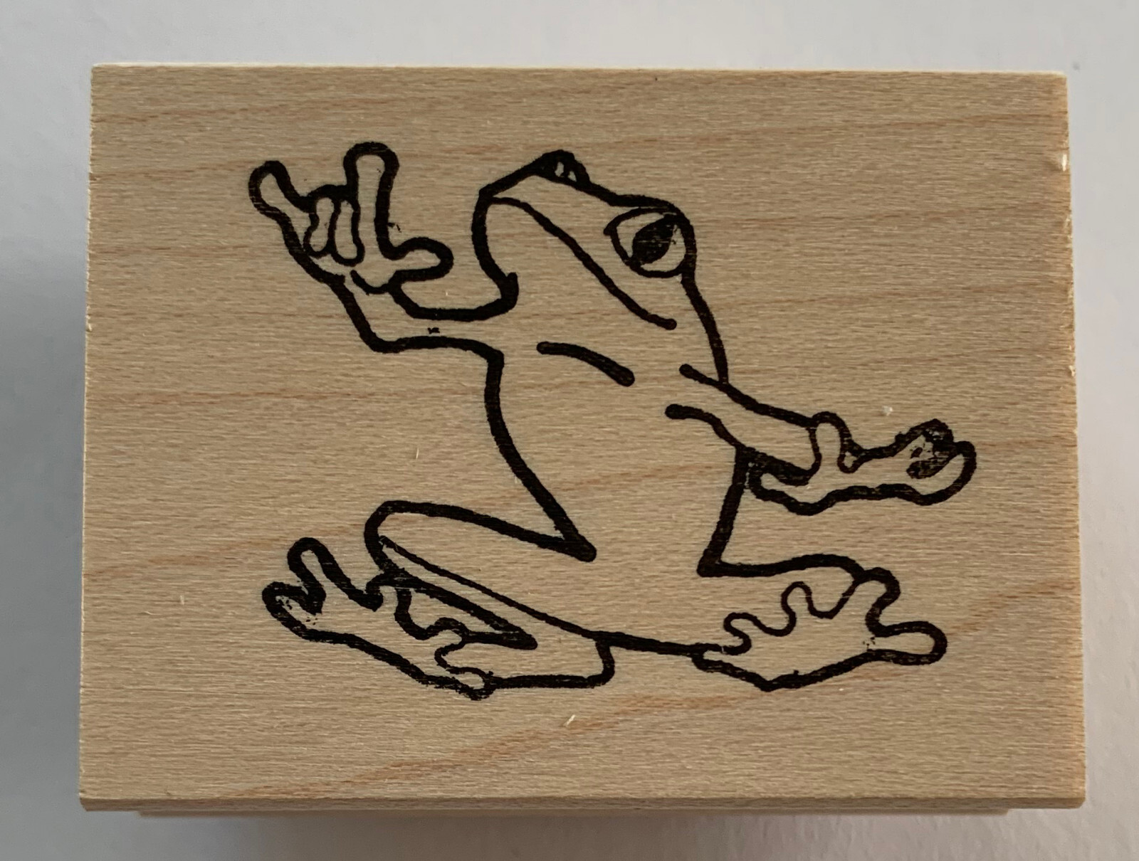 Deaf Frog Signing ILY in ASL Rubber Stamp - I Love You in American Sign Language