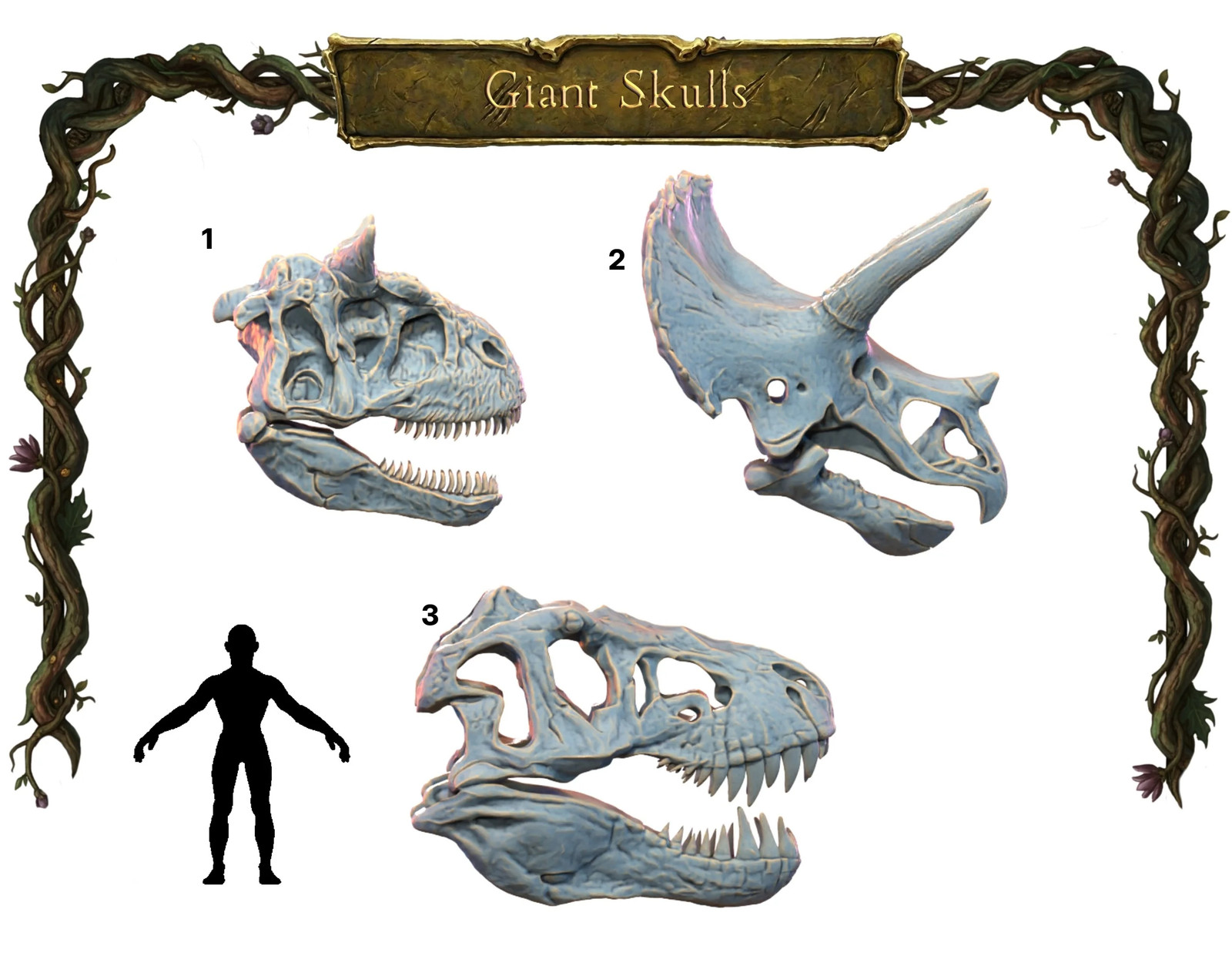Giant Dinosaur Skulls - Resin Tabletop Miniature