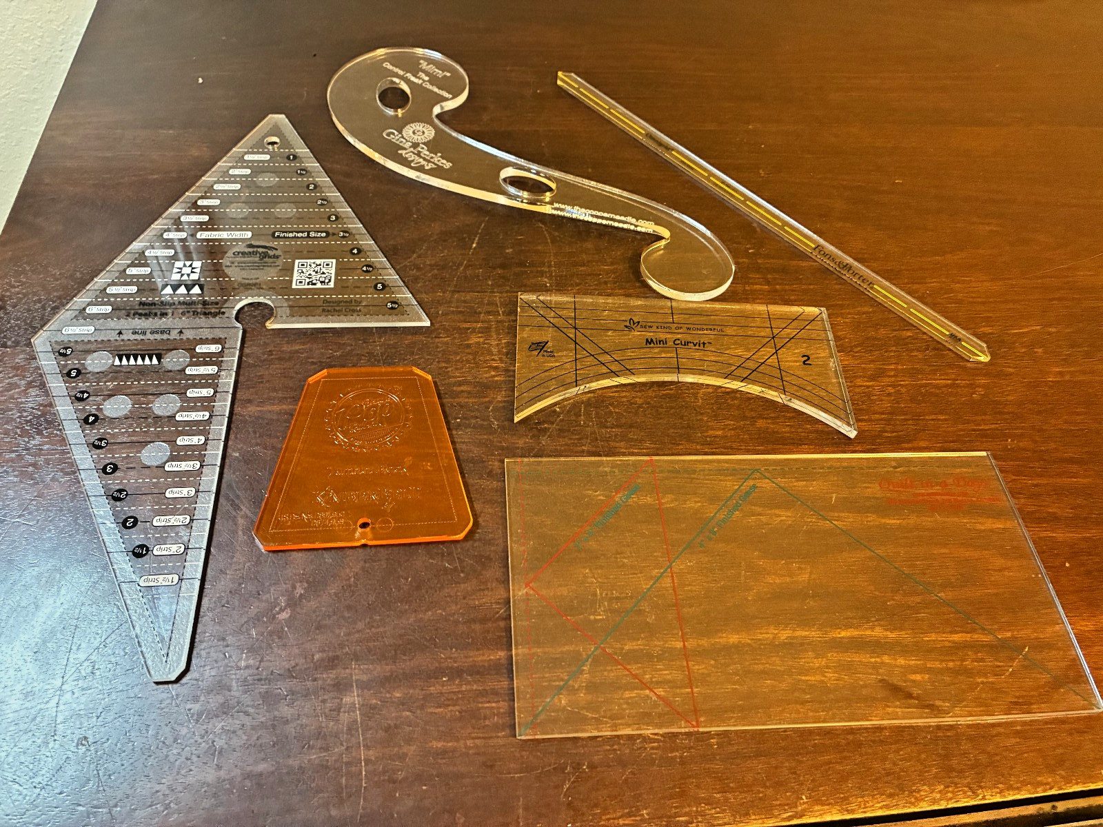 Quilting Template Lot of 6 Pieces, Mimi, Pop, Mini Curve, Triangle, Geese