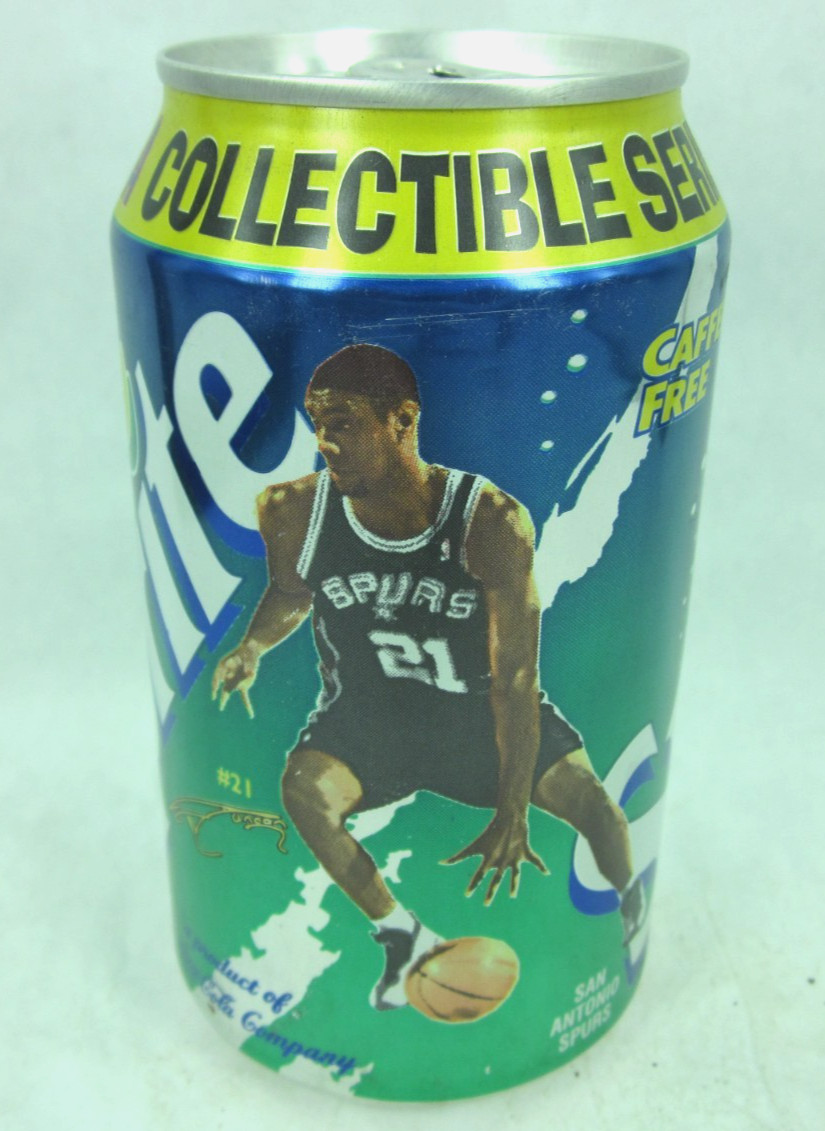 Sprite soda can San Antonio Spurs Tim Duncan NBA Coca Cola Lemon Lime Mint CRISP