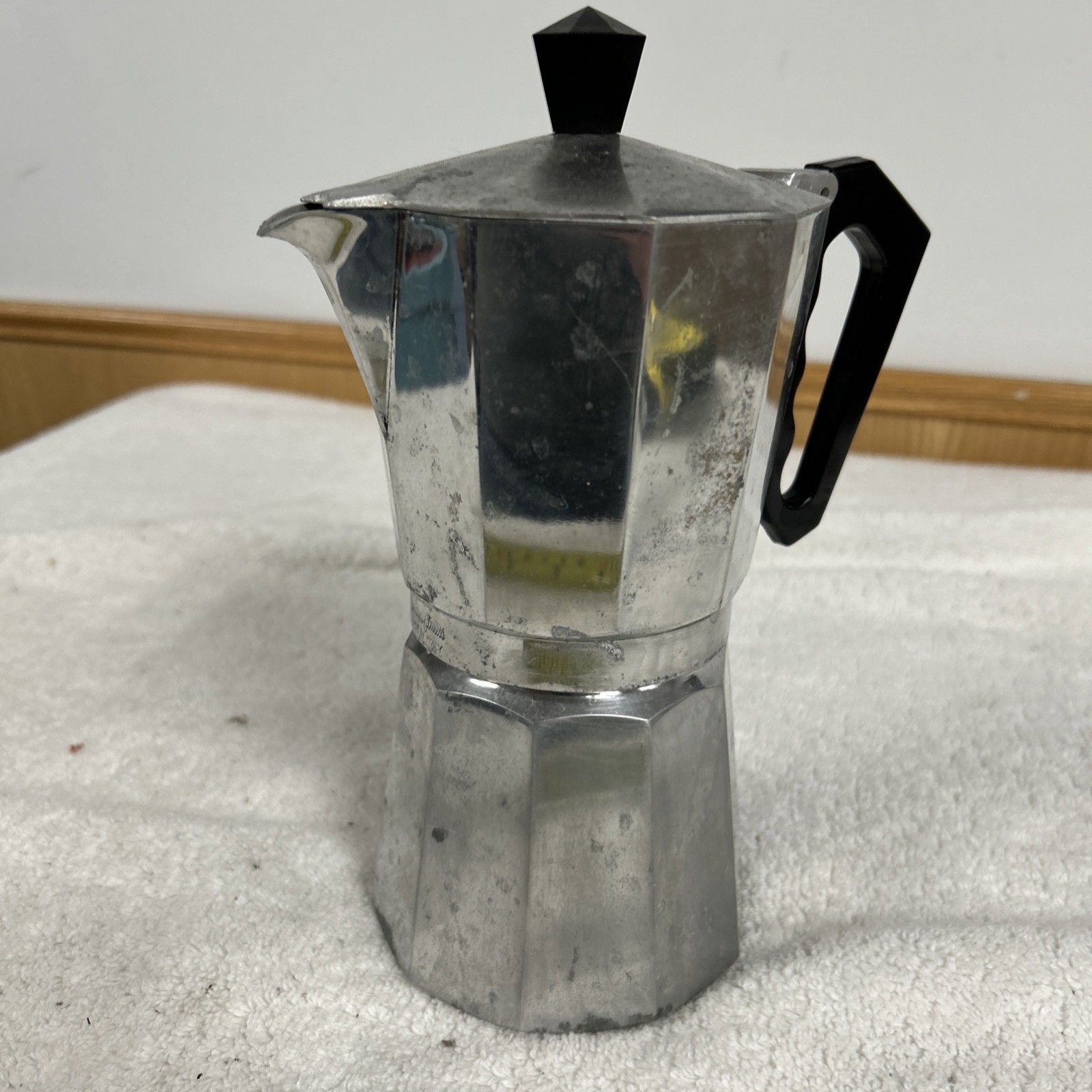 VINTAGE ITALY Stainless Steel COFFEE MAKER POT  Supreme Cutlery Full Handle 1950