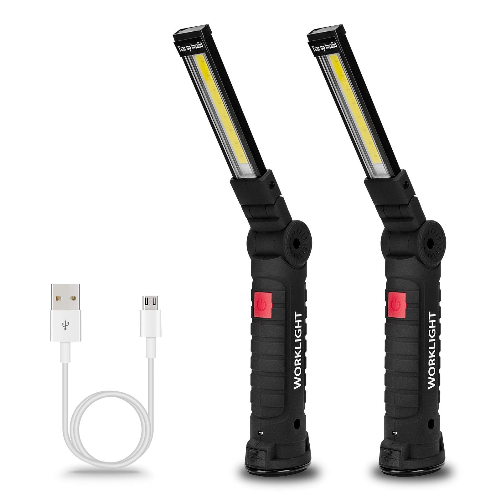 Tool Gifts for Men 2Pack Rechargeable LED Work Lights with Magnetic Base, 360...