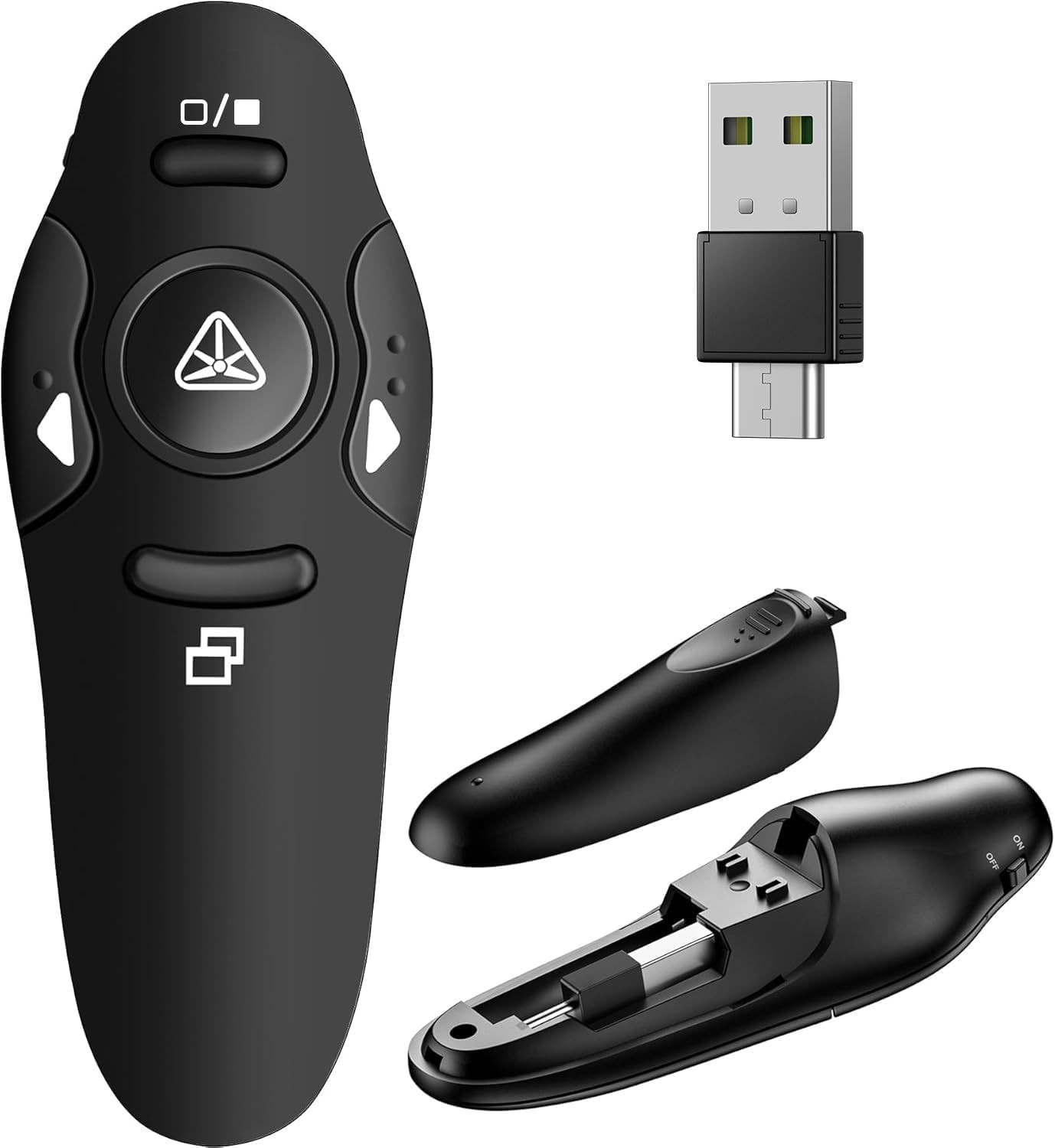 Bright Red Laser Wireless Presenter Remote - 49 Feet Range, USB Connectability
