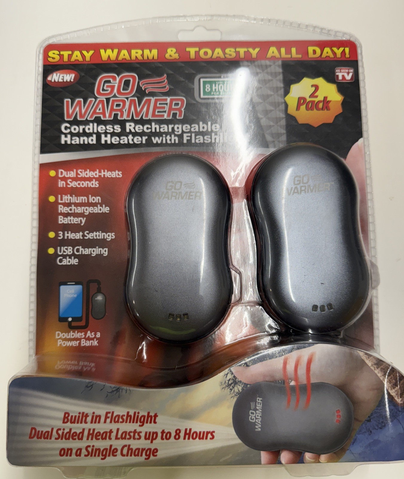 Go Warmer Rechargeable Hand Warmer - 2 Pack