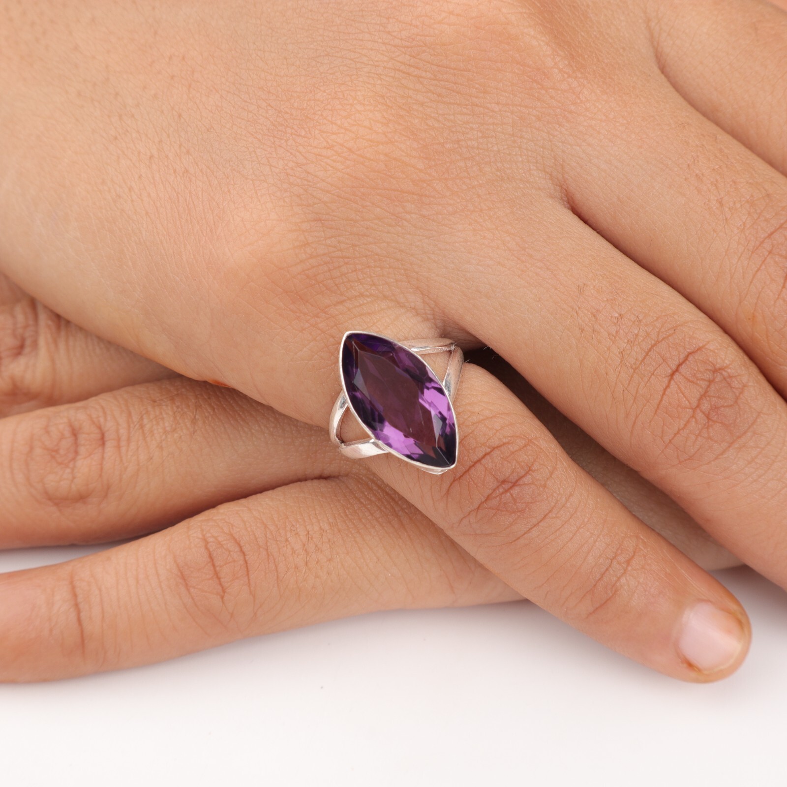 Amethyst Gemstone 925 Sterling Silver Jewelry Handmade Partywear Ring For Women