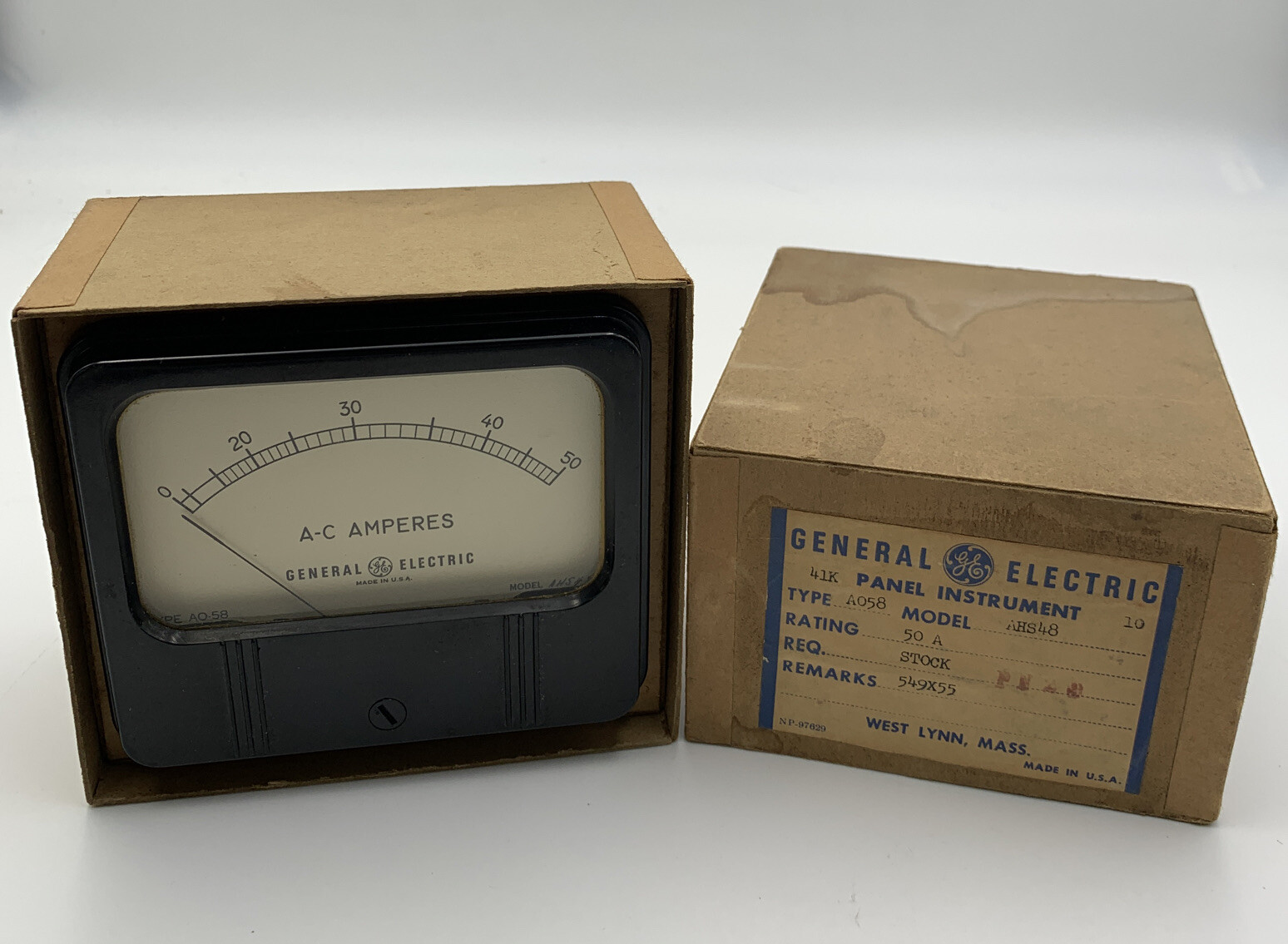Vintage GE 0-50 AMP AC General Electric Type AO58 Model AHS48 Unused In Box21-28