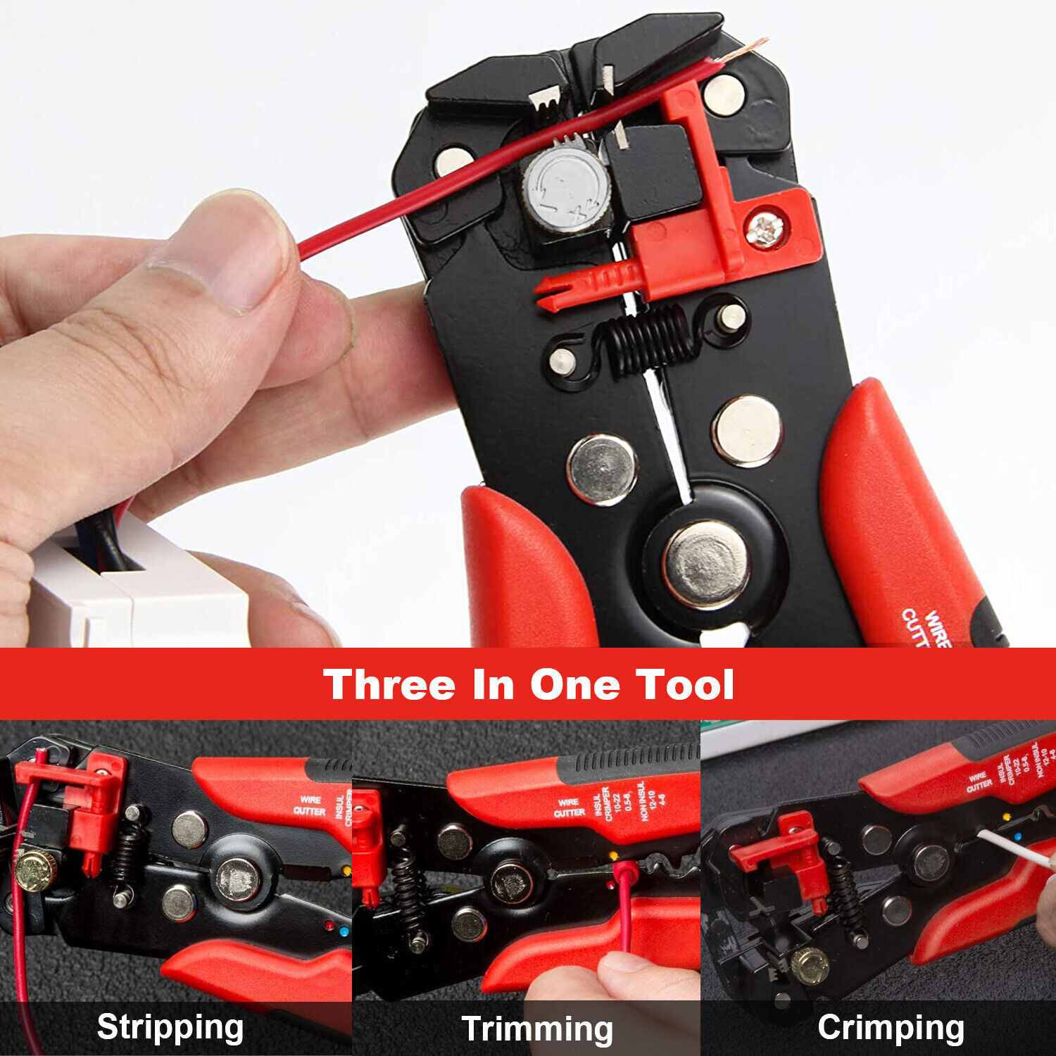 Self Adjusting Wire Stripper Cutter Crimper Cable Insulation Stripping Tools 8"