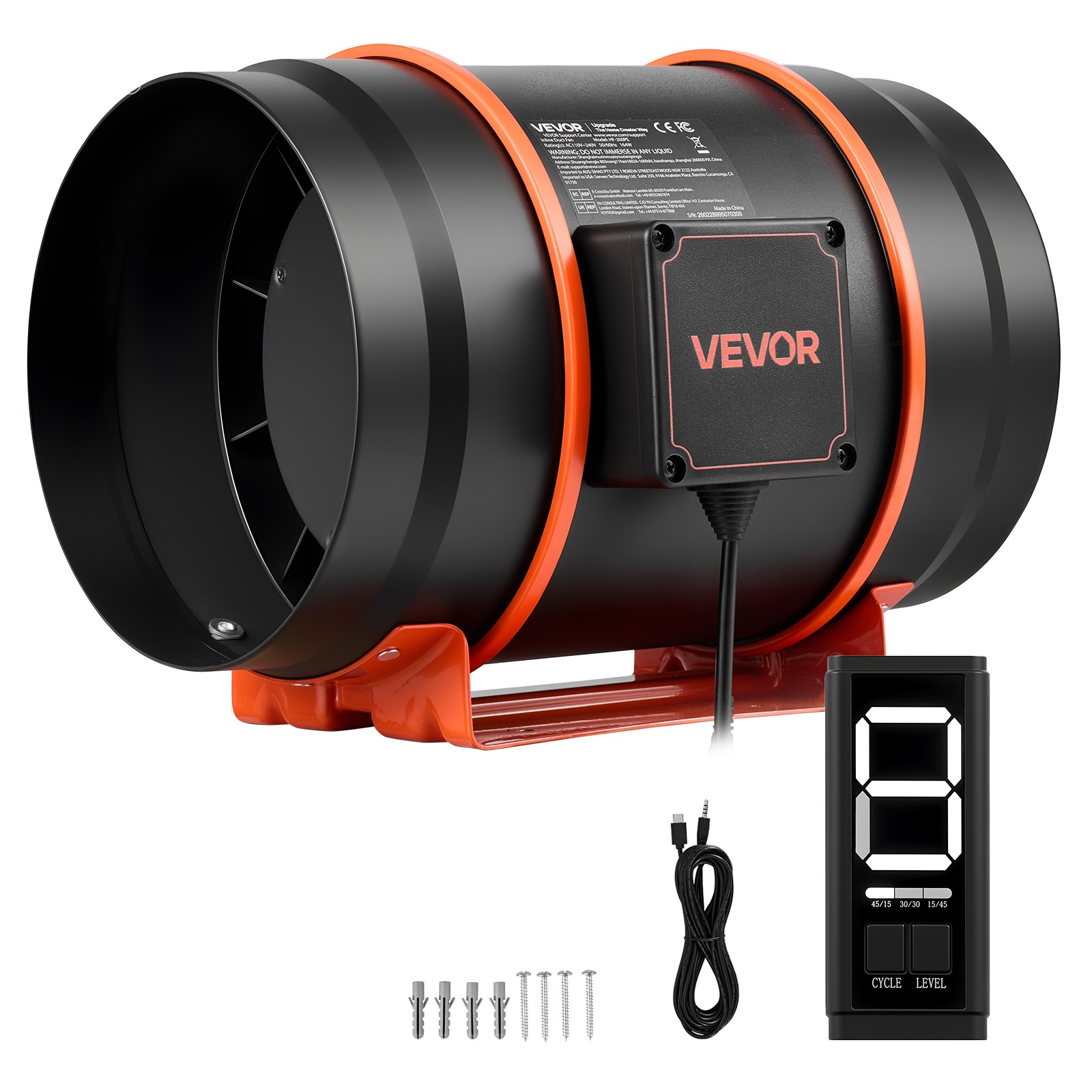 VEVOR Inline Duct Fan 3-Speed Circulation 807 CFM 8 Inch EC Motor PWM Grow Tent