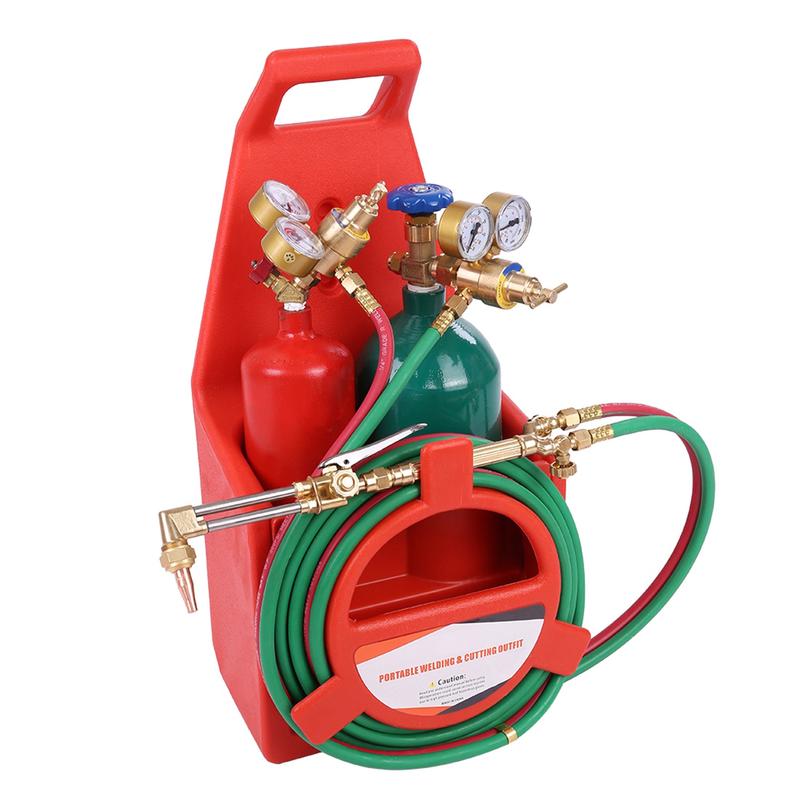 Brazing Welding Cutting Torch Kit w/Oxygen Acetylene 4L Tanks Regulator not DOT