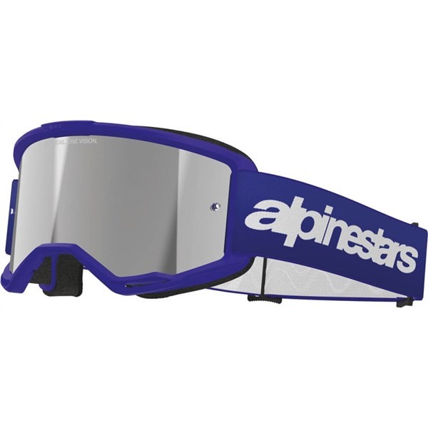 Alpinestars Vision 3 Wordmark Goggles | Blue/Silver Mirror
