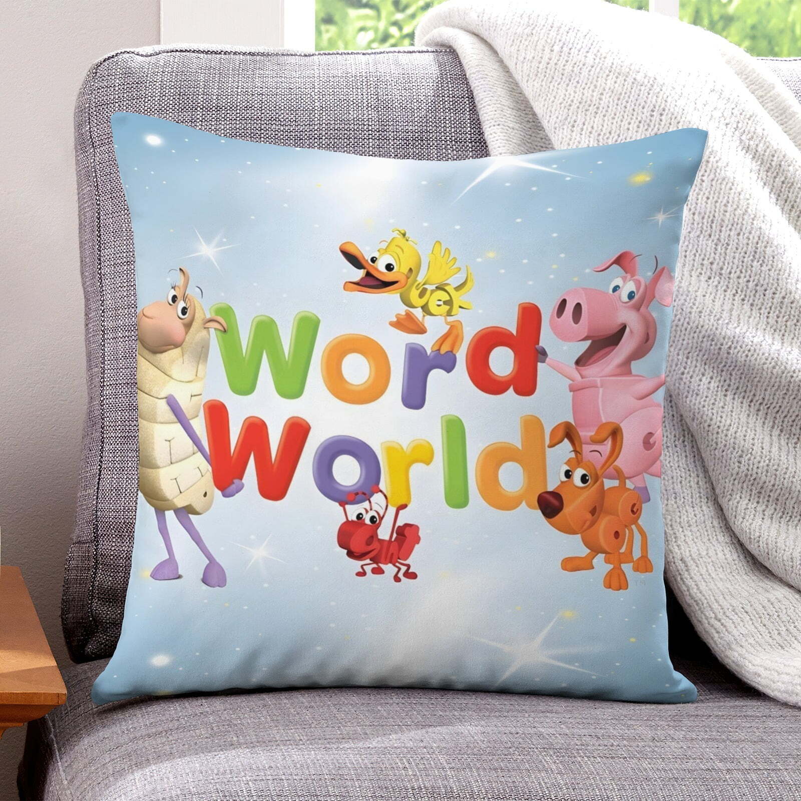 Throw Pillow Cover Word World Pillow Case Decor for Home Sofa Couch Pillowcase