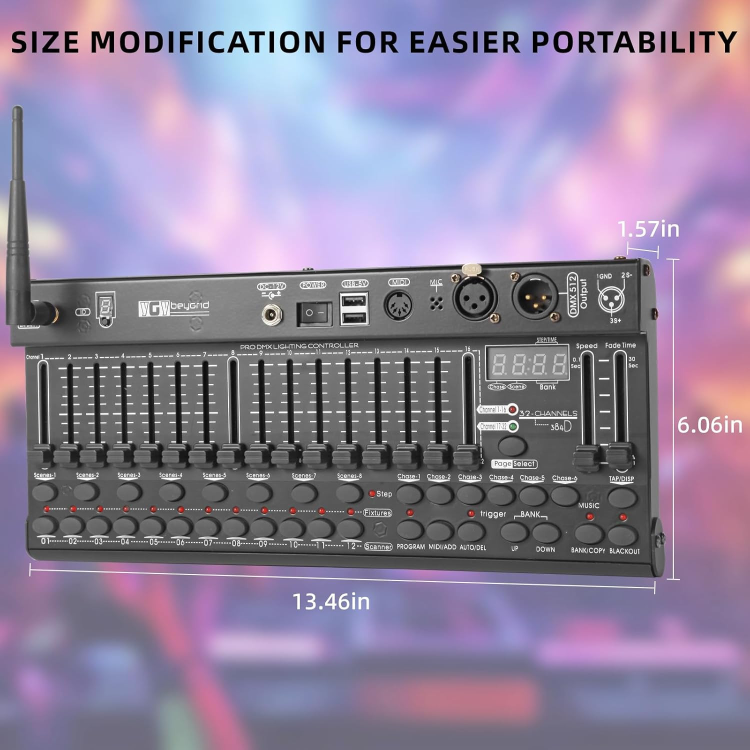 DMX512 384 Channel Controller, 2.4G Wireless & Wired Dual Mode DMX Light Control