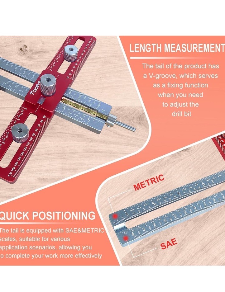 Cabinet Hardware Handle Jig, Adjustable Cabinet Hole Drilling Template Tool