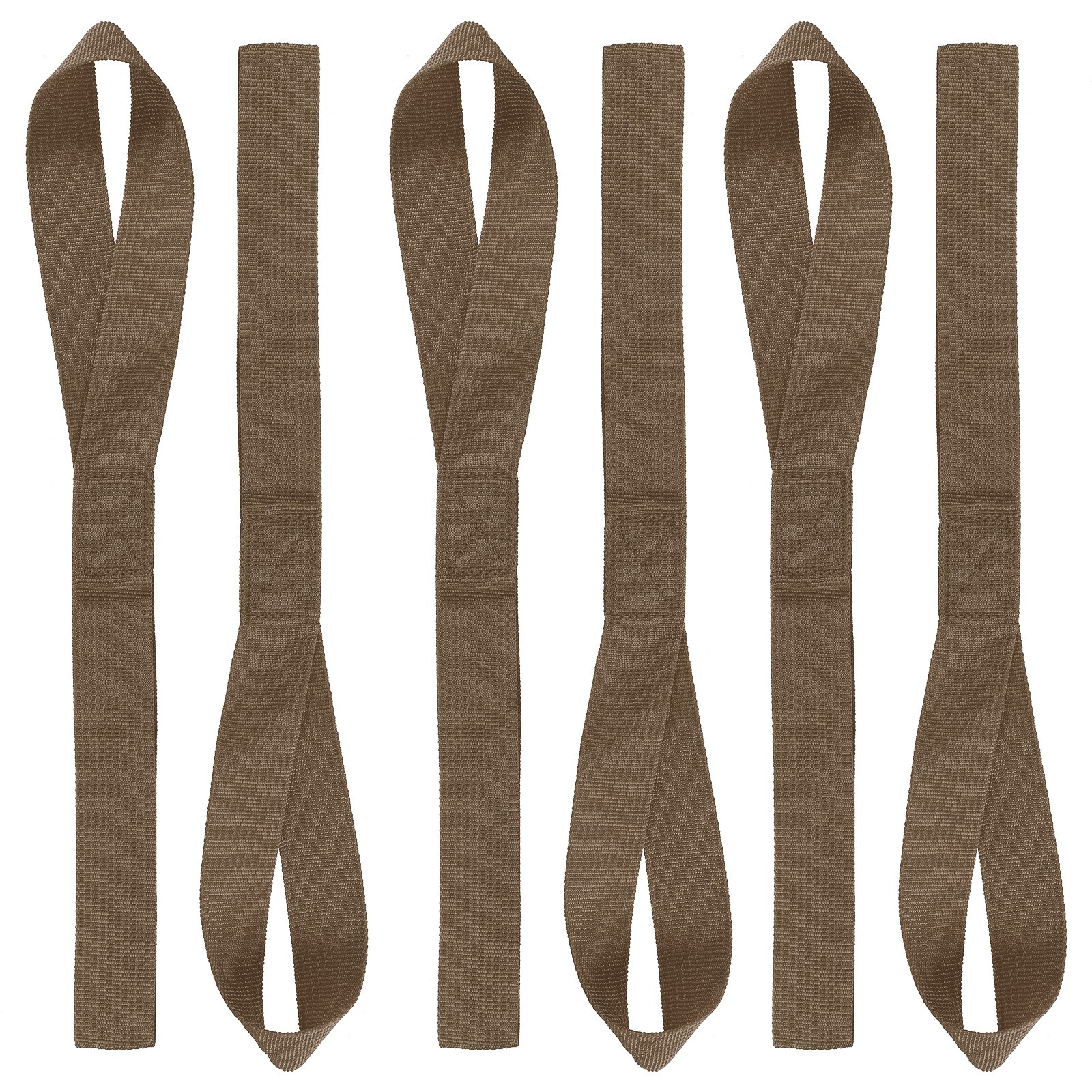 6Pcs Soft Loop Tie Down Straps 12"x1" 220lb Load Capacity, Khaki