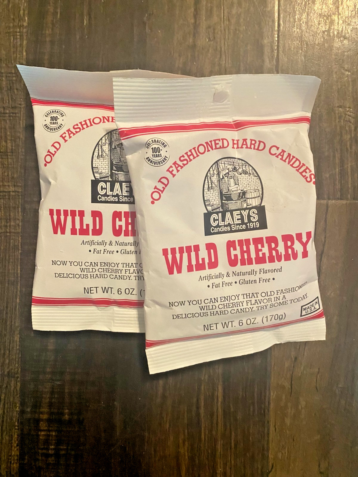 Claeys Wild Cherry Old Fashioned Hard Candy Packs of 2/3/4 Fat & Gluten Free 6oz