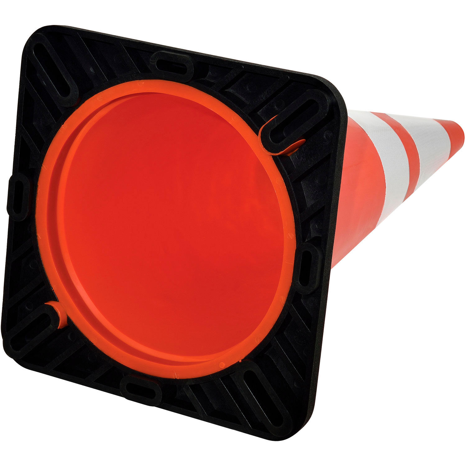 28" Reflective Traffic Cone Black Base 7 lbs