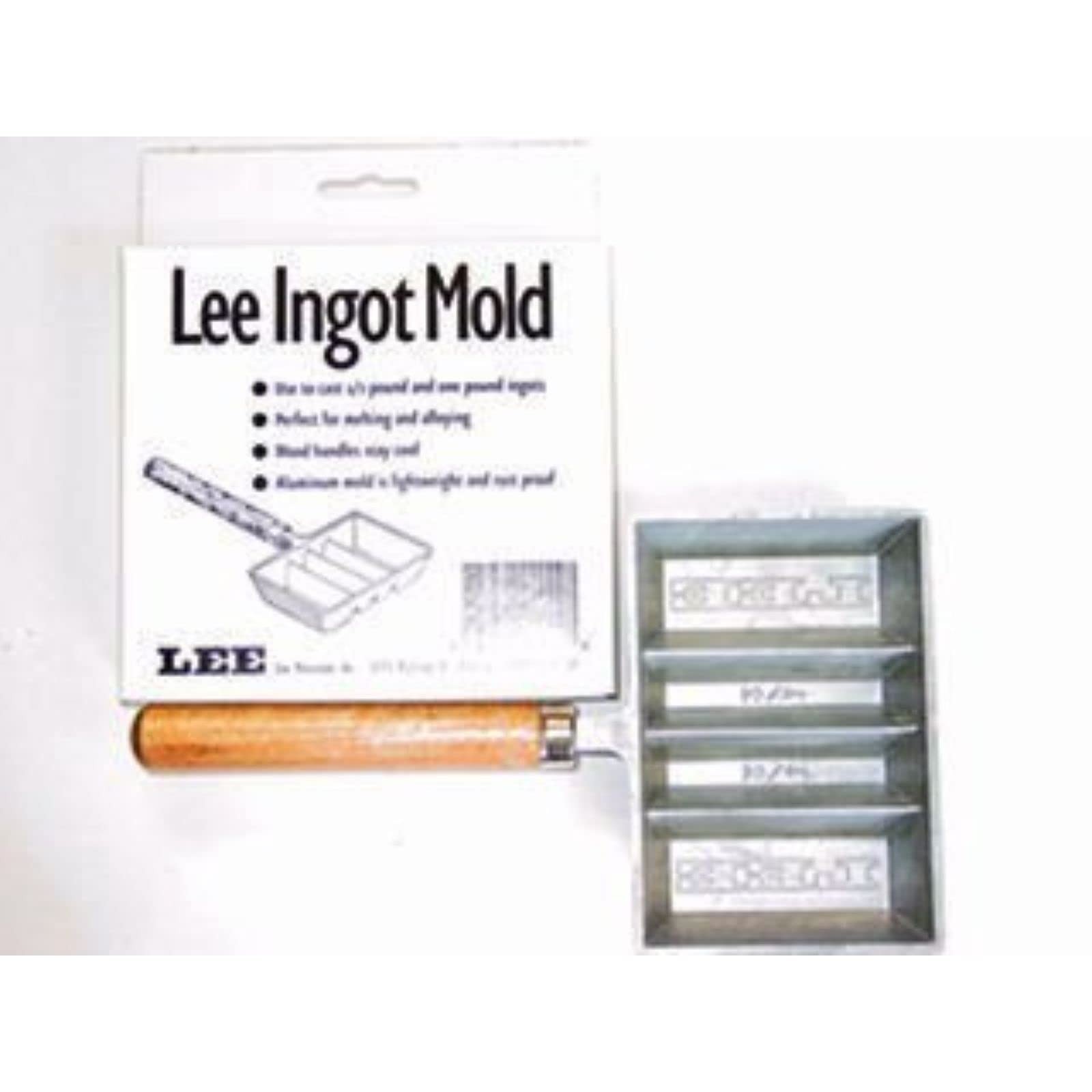 Lee Ingot Mold w/Wood Handle Casts 1/2 lb/1 lb Ingots Rustproof 4 Cavity 90029
