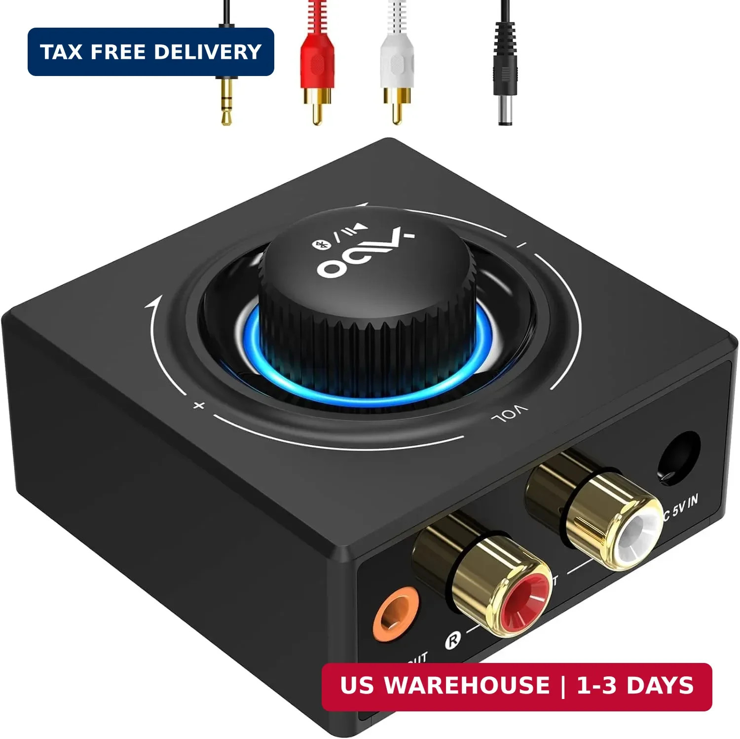 YMOO B06T3 Bluetooth 5.3 Receiver, 100ft RCA Bluetooth Audio Adapter for 3.5mm J