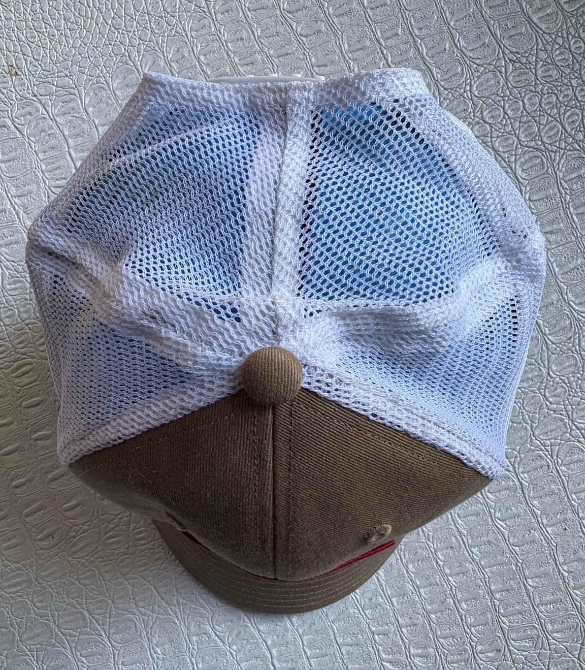 SIMMS Fishing Cap Hat SnapBack Working Waders Khaki Cotton White Nylon Mesh FLAW