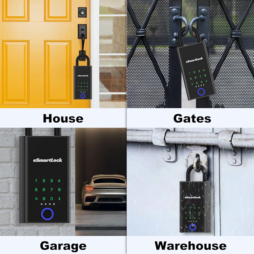 eSmartLock Smart Key Lock Box | Fingerprint + PIN + Bluetooth App | Wall Mount.