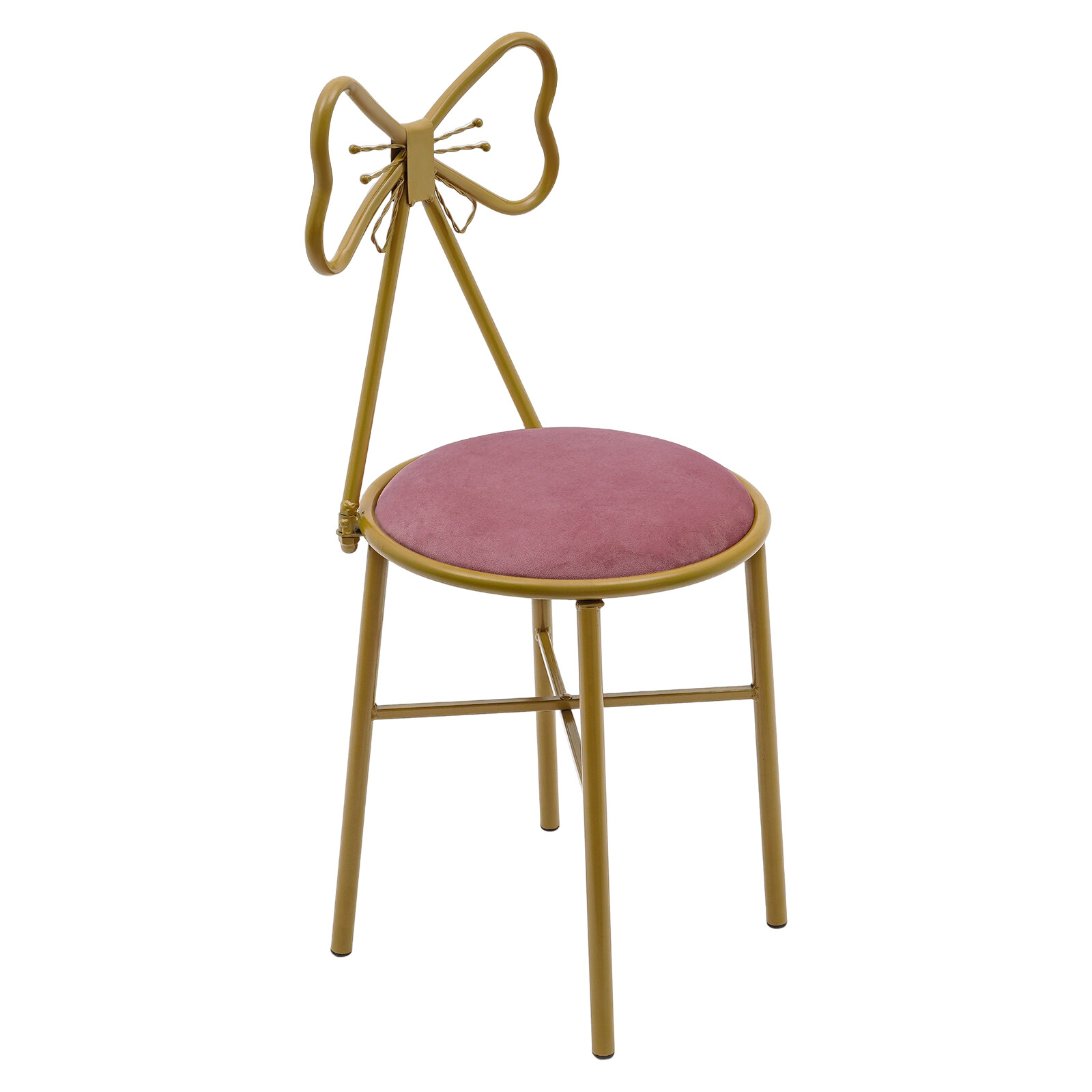 Butterfly Backrest Chair Vanity Stool Pink Velvet Stool Chair Makeup Chair