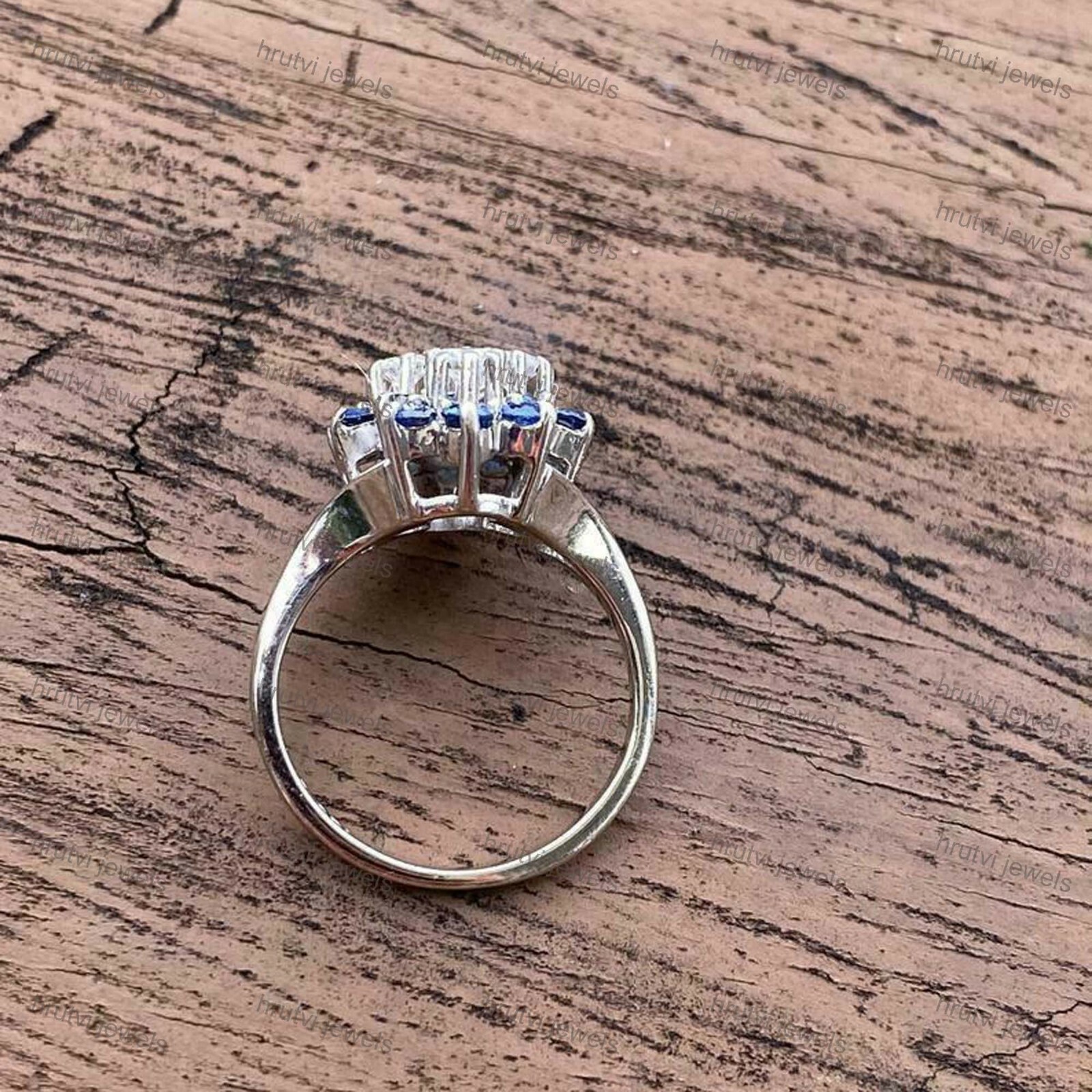 Split Shank Engagement Simulated Sapphire Ring White Gold Plated Silver 2.30 Ct