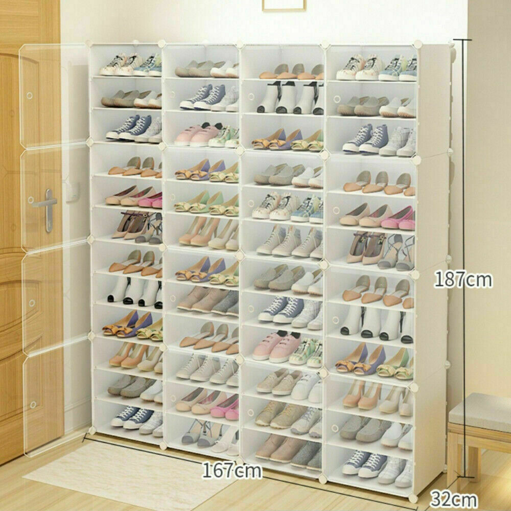 12-Tier Shoe Rack Organizer Stackable Closet 96/72 Pair Shoe Box Storage Cabinet